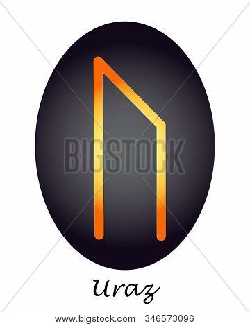 Rune Uraz Orange On A Gray Background. Vector. Flat Illustration