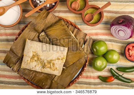 Oaxacan Tamal Made Of Corn Chicken Pork And Chili