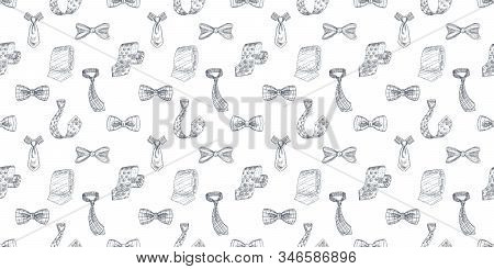 Bow Ties And Neckties Hand Drawn Color Seamless Pattern