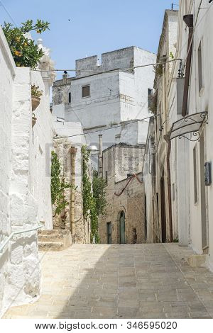 White Buildings Of Ginosa Di Puglia, Taranto, Apulia, Southern Italy, Historic Town