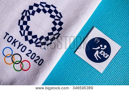 Tokyo, Japan, January. 20. 2020: 3x3 Basketball Pictogram For Summer Olympic Game Tokyo 2020