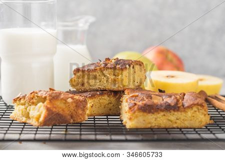 Homemade Blondie (blonde) Brownies Apple Cake Square Slices