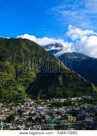 Banos De Agua Santa, Tungurahua, Ecuador And The Tungurahua Volcano