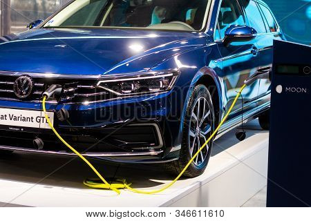 Charging An Plug-in Hybrid Volkswagen Passat Variant Gte With The Power Cable Supply Plugged In, Pra