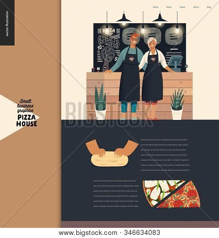 Pizza House - Small Business Graphics - Landing Page Design Template. Modern Flat Vector Concept Ill