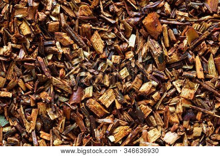 Background Texture From Close Up (macro) Of Rooibos (redbush) Tea Leaves.