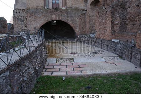 Remains Of Palace Of Emperor Titus Flavius Domitianus In Rome