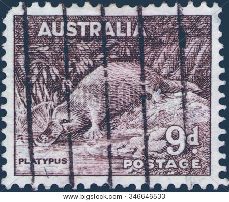 Saint Petersburg, Russia - January 21, 2020: Postage Stamp Printed In Australia With Image Of The Pl
