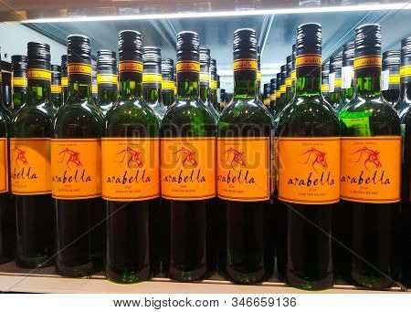 Bottles Of Red Spanish Wine Arabella Were Put Up For Sale In The Metro Ag Hypermarket On January 20,