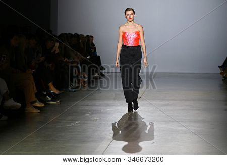 Kyiv, Ukraine - February 1, 2019: Model Presents A Creation By Designer Aliona Bettyar (brand A.m.g.