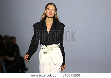 Kyiv, Ukraine - February 1, 2019: Model Presents A Creation By Designer Aliona Bettyar (brand A.m.g.