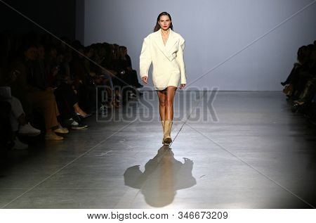 Kyiv, Ukraine - February 1, 2019: Model Presents A Creation By Designer Aliona Bettyar (brand A.m.g.