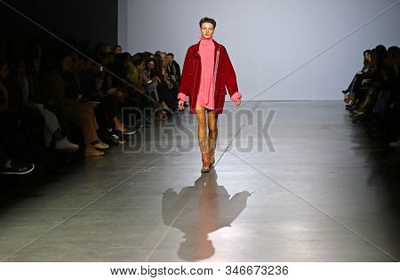 Kyiv, Ukraine - February 1, 2019: Model Presents A Creation By Designer Aliona Bettyar (brand A.m.g.