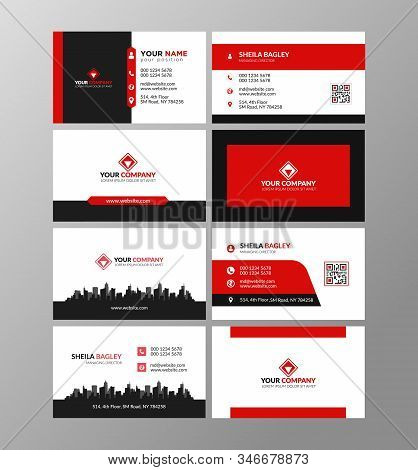 Red And Black Modern Creative Business Card And Name Card, Horizontal Simple Clean Template Vector D