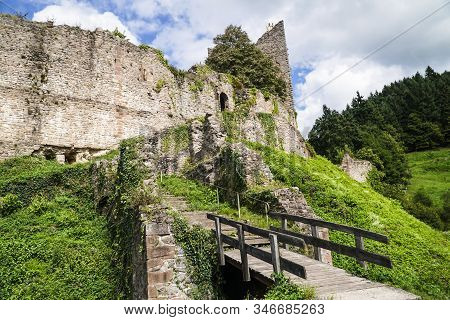 Entrance From Historic Castle Ruin Schauenburg In Blackforest Germany