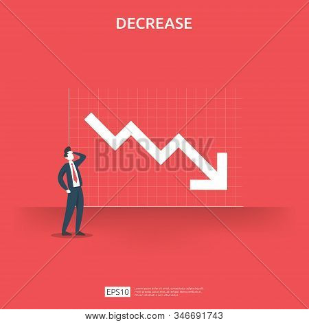Business Finance Crisis Concept. Money Fall Down Symbol. Arrow Decrease Economy Stretching Rising Dr