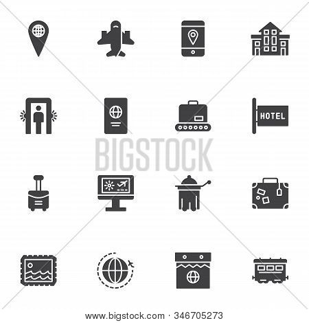 Travel Vector Icons Set, Modern Solid Symbol Collection, Filled Style Pictogram Pack. Signs, Logo Il