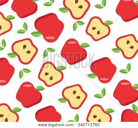 Apple Fruit Seamless Pattern Design Vector Stock