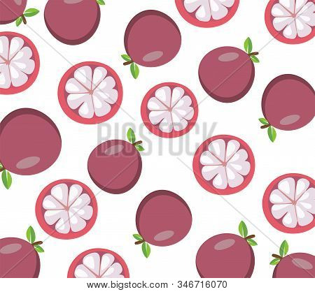 Mangosteen Seamless Pattern Design Backgrounds Vector Stock