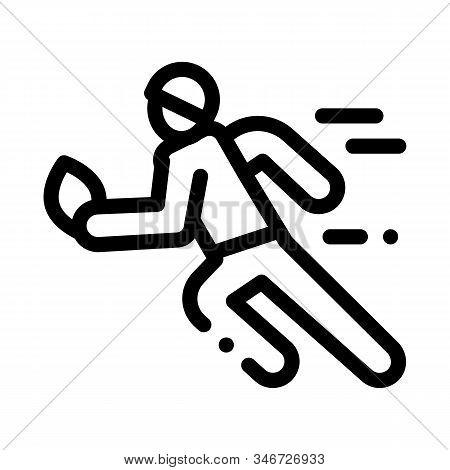 Rugby Player In Motion Icon Vector. Outline Rugby Player In Motion Sign. Isolated Contour Symbol Ill
