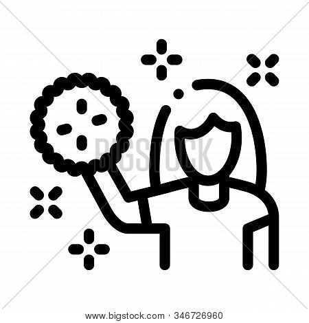 Girl With Support Groups Icon Vector. Outline Girl With Support Groups Sign. Isolated Contour Symbol
