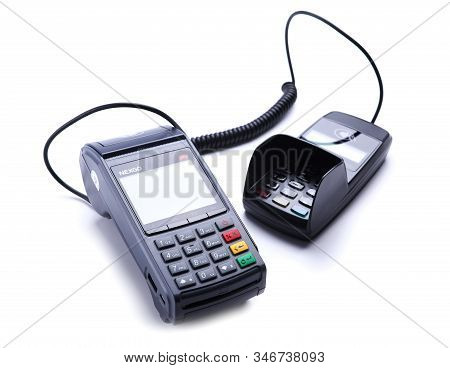Barcelona, Spain, - January 17, 2020: Nexgo T2 Pos Terminal Isolated Over White Background