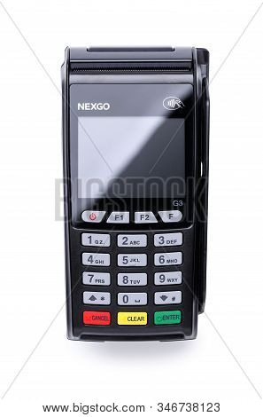 Barcelona, Spain, - January 17, 2020: Nexgo G3 Pos Terminal Isolated Over White Background