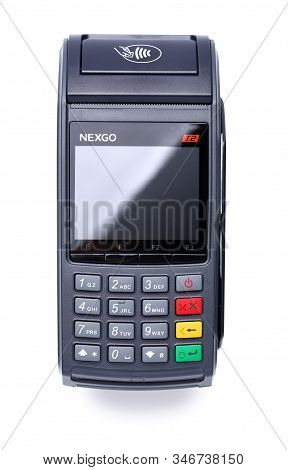 Barcelona, Spain, - January 17, 2020: Nexgo T2 Pos Terminal Isolated Over White Background