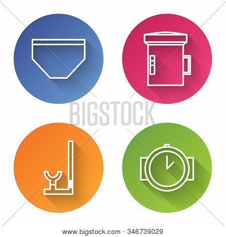 Set Line Swimming Trunks, Big Flashlight For Diver, Snorkel And Diving Watch. Color Circle Button. V
