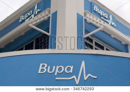 Brisbane, Queensland, Australia - 17th January 2020 : View Of The Bupa Insurance Logo Hanging In Fro
