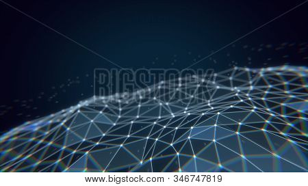 Abstract Point Wave Background. Connection Dots Structure. Polygonal Abstract Background. Plexus Con