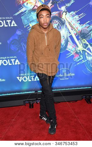 LOS ANGELES - JAN 21:  Asante Blackk arrives for the Cirque du Soleil's VOLTA Los Angeles Premier on January 21, 2020 in Los Angeles, CA                