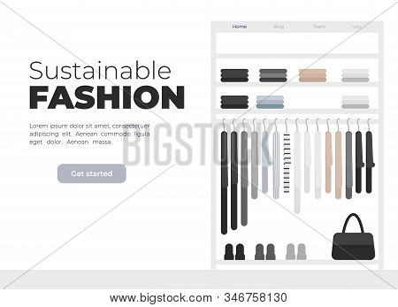 Vector Illustration For Slow Fashion. Capsule Wardrobe Of Sustainable Fashion. Gender Neutral Clothi