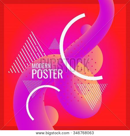 Trendy Abstract Background. Composition Of Amorphous And Geometric Forms. Modern Vector Illustration