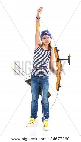 Teenage pige laver bueskydning