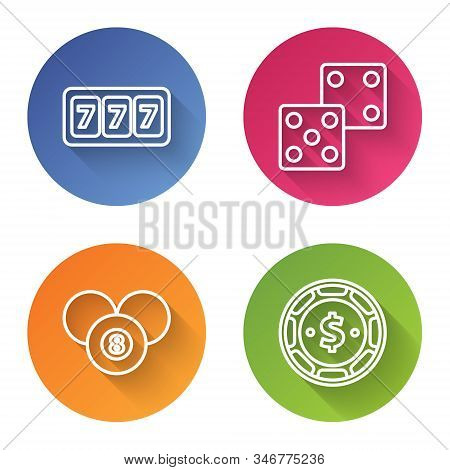 Set Line Slot Machine With Lucky Sevens Jackpot, Game Dice, Billiard Pool Snooker 8 Ball And Casino 