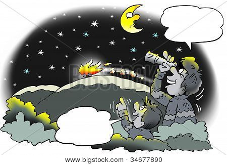 Bil i brand i månen Nigth