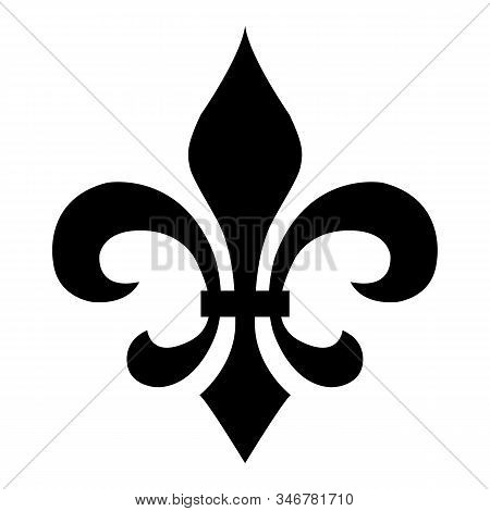 Fleur De Lis On White Background. Flat Style. Medieval Sign. Glowing French Fleur De Lis Royal Lily.