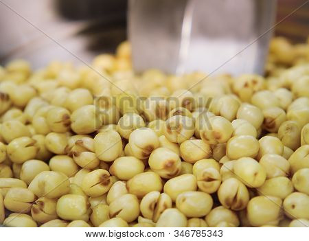 Roasted Lotus Seed With Salted, Dried Lotus Seeds In Thailand Street Food Market.