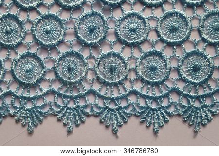 Horizontal Edge Of Sky Blue Crochet Lace