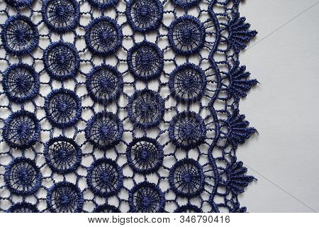 Vertical Edge Of Navy Blue Crochet Lace