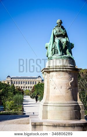 Lamarck Bronze Statue In The Jardin Des Plantes Park, Paris, France