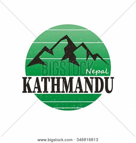 Kathmandu, Retro Tin Signs Set With Popular Travel Destination In Nepal. Vector Illustration.
