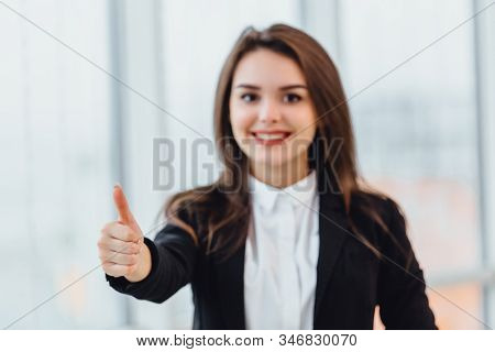 Job Of Dream Concept. Closeup Shot Of Adorable Worker Completely Pleased With Her Occupation.