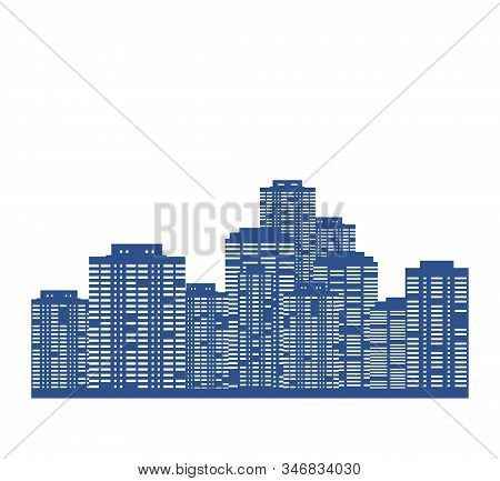 Panorama Of The Night Modern City With Skyscrapers And Burning Windows. Vector Isolated Illustration