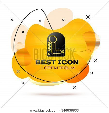 Black Gear Shifter Icon Isolated On White Background. Transmission Icon. Abstract Banner With Liquid
