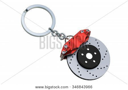 Brake Disk Keychain, 3d Rendering Isolated On White Background
