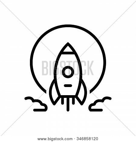 Black Line Icon For Moonshot Launch Rocket Start Begin Startup Technology