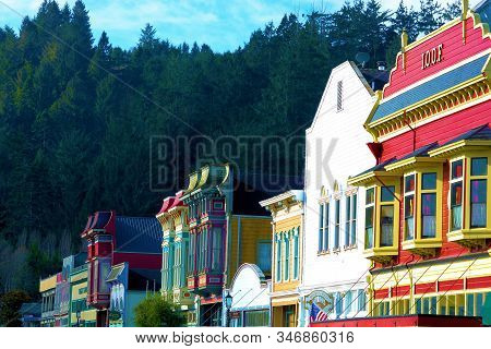 January 16, 2020 In Ferndale, Ca:  Vintage Victorian Buildings Taken In Ferndale, Ca Where People Ca