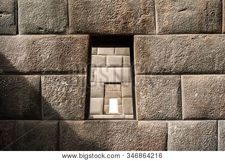 Three Aligned Trapezoidal Windows In An Inca Wall, Temple Of The Rainbow, Coricancha Or Qorikancha R